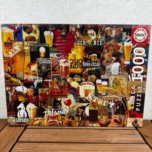 Educa 1000 Piece Beer Labels Vintage Advertising Collage Jigsaw Puzzle New